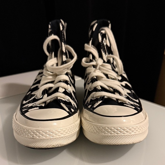 Converse Chuck Taylor 70 Hightop Women's Black and White Patterned Sneakers - Picture 3 of 4